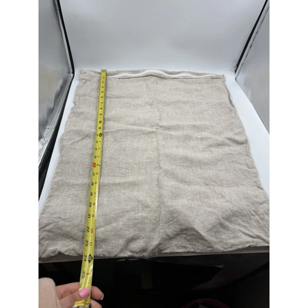 NWOT Beige Linen Pillow Cover W/ Zipper Closure STANDARD Size 23.5x19inch